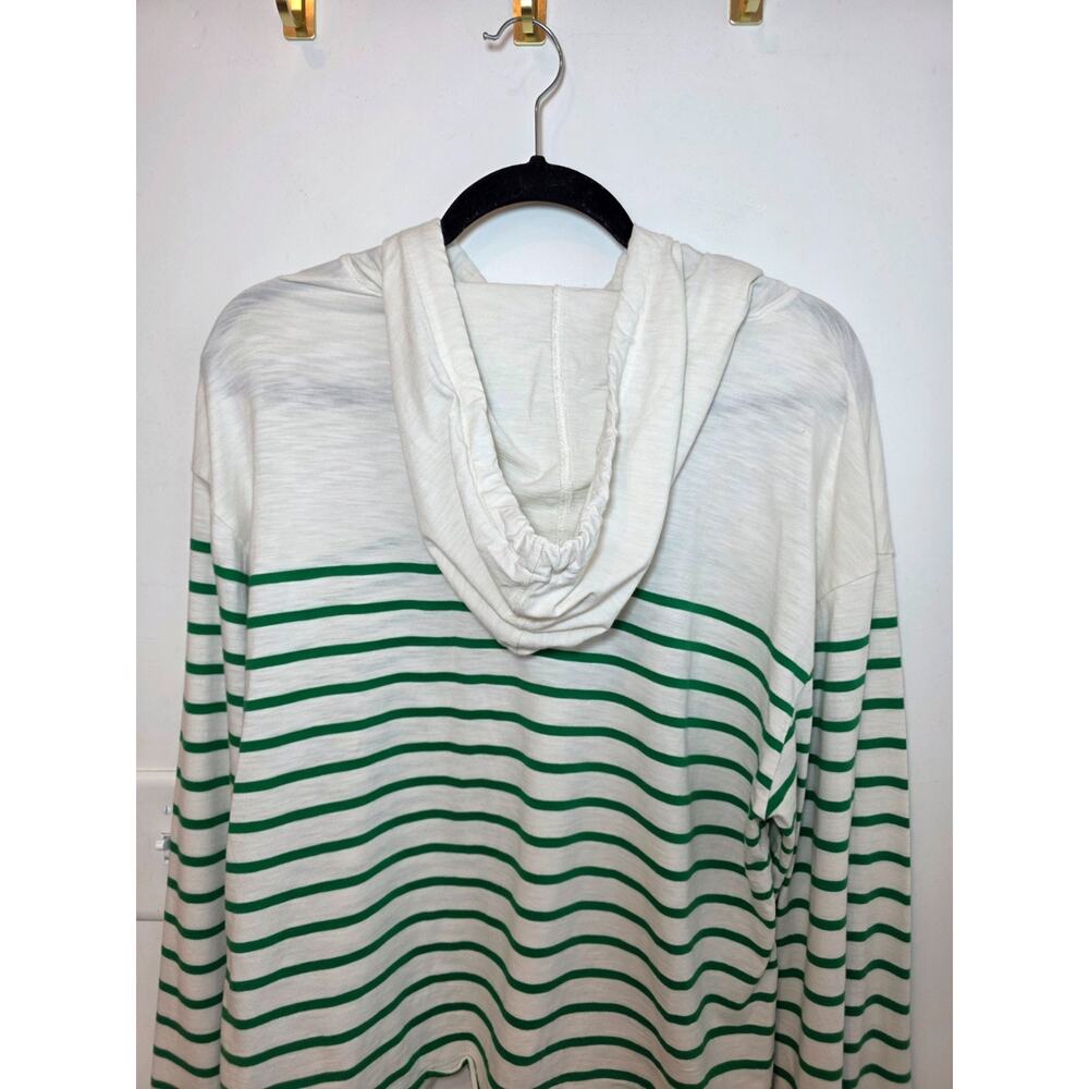 Evereve Striped Sweatshirt Hoodie Ivory Green Size L Cotton Modal - Picture 7 of 9